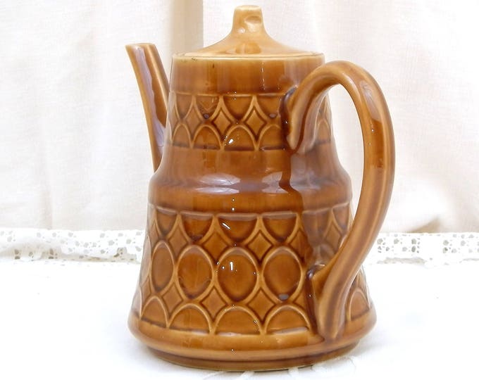 Vintage Mid Century Modern Ceramic Coffee Pot with Geometric Pattern, 1960s Pottery Tea Pot, Retro Kitchen Decor