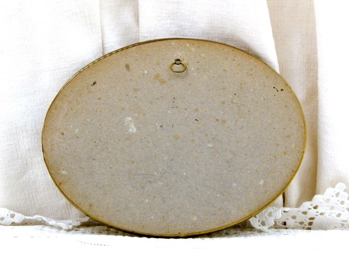 Vintage French Novelty Religious Thermometer with Picture of Bernadette Soubirous of Lourdes with Virgin Mary Apparition inside Domed Glass