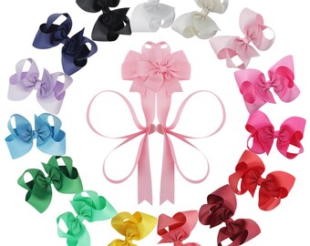 SET of (15) 8" Bows, Huge Big grosgrain hair bows clips and bow holders, Large pack of girls hairbows, Texas size, Jojo large