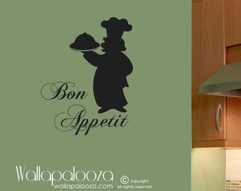 Bon Appetit Wall Decal - kitchen wall decal - chef wall decal - kitchen decal - kitchen decor - bon appetito decal - kitchen wall art