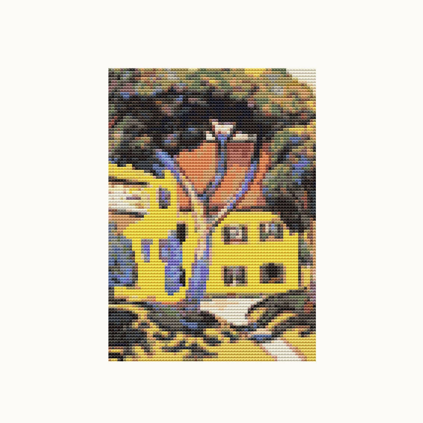MINI Cross Stitch Kit House in a Landscape August Macke