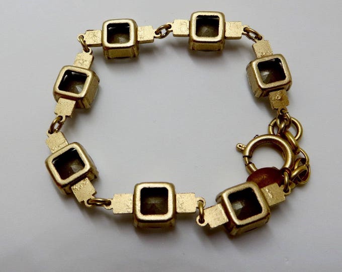 Catherine Popesco Crystal Bracelet, Matte Gold, Faceted Swarovski Crystal Stones, Made in France