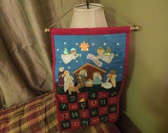 Advent Calendar for Christmas, Nativity Scene, Felt with Sewn Numbers, Beautiful