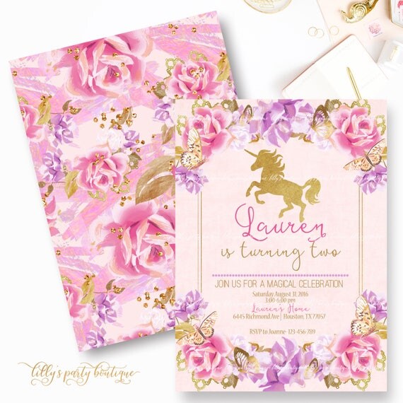 printable unicorn unicorn invitation magical floral