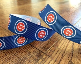 5 yards 7/8 Chicago Cubs ribbon. cubs ribbon, baseball ribbon, Chicago ribbon, grosgrain ribbon, craft, crafting, sewing, scrapbook,