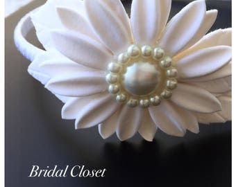 Bridal Headband, Wedding Headband, Bridal Hairpiece With Daisy, Flower Girl Headband, Wedding Hairpiece, Bridal Accessory