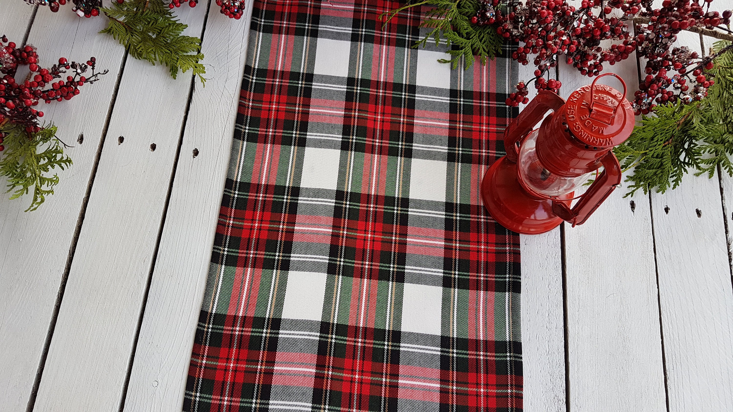 Plaid table runner Christmas table runner plaid tartan