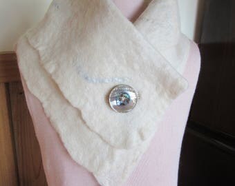 Alpaca Nuno Felted Scarf/Neckwarmer - Handmade from Alpaca and Other Fibers With Button