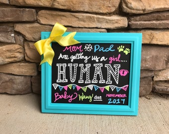 Pregnancy chalkboard mom and dad are getting me/us a human announcement pregnancy chalkboard news for animals to have as a photoprop