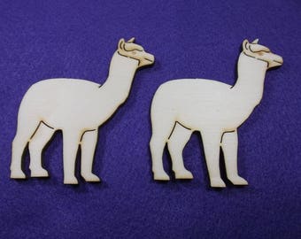 2 Alpacas, wood, 8 x 7,5 cm (10-0030A)