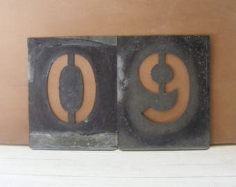 Complete Set of French Vintage Zinc Stencils.Number Stencil.from zero to 9.