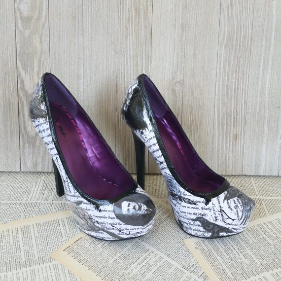 Edgar Allan Poe Heels Poe Shoes Raven Heels Raven Shoes Gothic