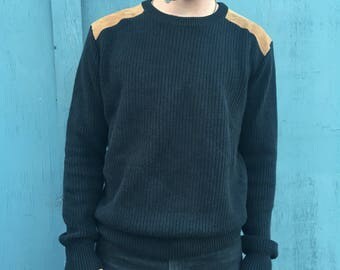 Black Knot J.Crew Sweater Brown Leather Padded Shoulder