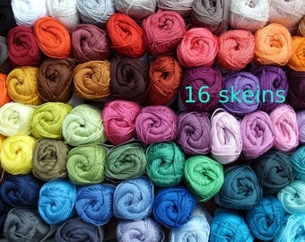 Cotton yarn 16 skeins * Catania * 800 gram in total * quality crochet yarn * each 50 gram * free colorchoice * 85 colors, smc schachenmayr