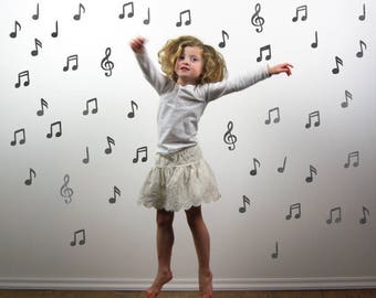 Music Note Wall Decals - Watercolor Musical Notes Fabric Wall Decals