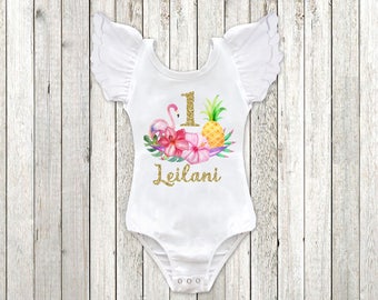 Luau Birthday Shirt Tropical 1st Birthday Outfit Pineapple Birthday Leotard Flamingo Second Birthday First Birthday Shirt, Squishy Cheeks