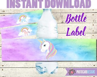 Unicorn Bottle Label, Unicorn Party, Unicorn Water Bottle label, Water Bottle, Unicorn decoration, UNICORN, Party, Digital, Printable,