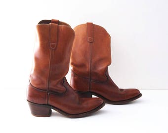 Vintage cowboy boots brown leather