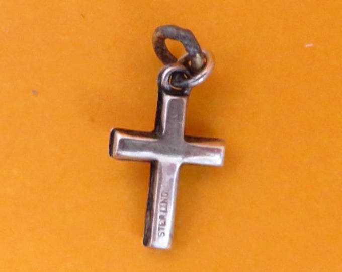 Sterling Cross Charm - Vintage Silver Religious Pendant, Starter Charm, Gift Idea