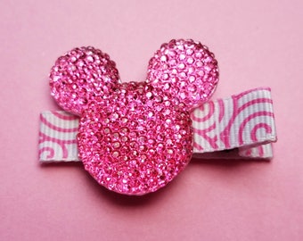 Pink Minnie Mouse Hair Clip/Disney Inspired/Girl's Hair Clip/Baby Girl//hair clip/hair bow/Princess/Pink Jewel