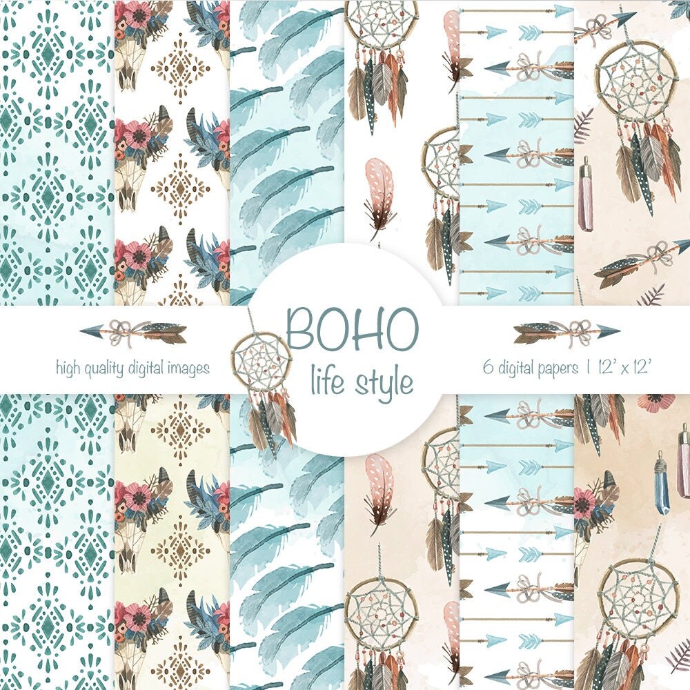 Scrap Boho Digital Paper AutumnFall Paper Pack Digital