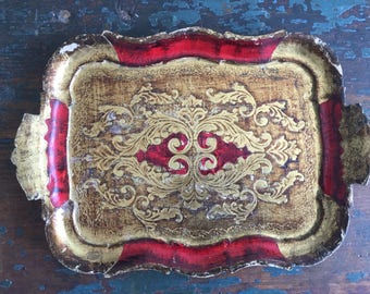 Vintage, Italian, Florentine, Tray, Vanity Tray,