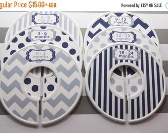 SALE Custom Baby Closet Dividers Navy Nursery Gray Nursery Chevron Stripes Dots Clothes Organizers Baby Shower Gift Baby Boy Gift CD310C