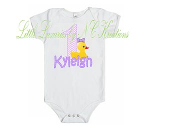 Free Shipping ~ Rubber Ducky Purple and Yellow Onesie or Tshirt - Any age