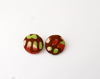 African Fabric Stud Earrings, Batik Earrings, Afro Jewellery, Tribal Jewellery, Gift for women, bijoux africains