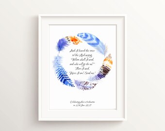 Isaiah 6 8, Ordination Gift, Personalized Confirmation Gift, Biblical Wall Art, Scripture Wall Decor, Bible Verse Poster, Pastor Gift