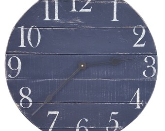 Navy blue Clock- Farmhouse Clock- Reclaimed Wood Clock- Small clock- Wall Clock- Rustic Clock - Number Clock- Pallet Clock