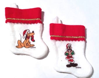 Vintage 1980s Disney Mini Christmas Stockings w/Pluto and Goofy