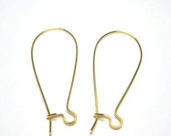 50% OFF Clearance Sale-- Gold Plated Kidney Ear wires 36mm 21Gauge (No.193)