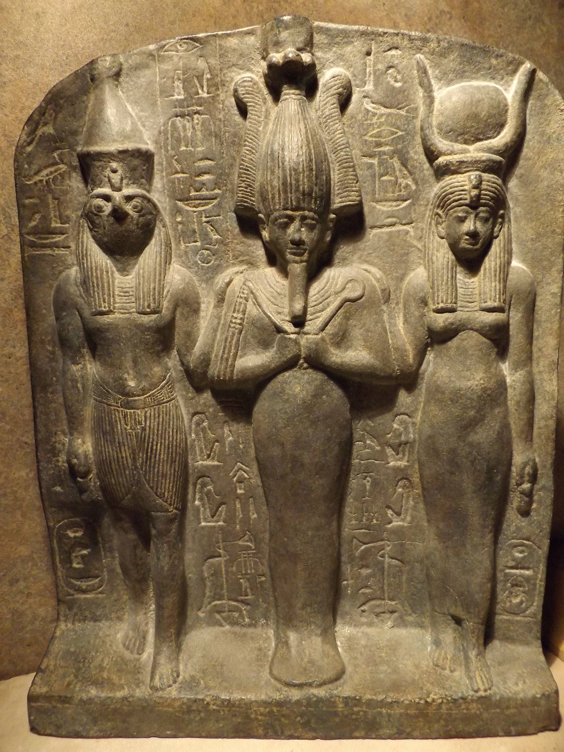 Egyptian Statue Sculpture Dedia Stele The Master Builder Isis Osiris And Horus 19th Dynasty Art