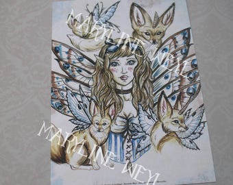 Postcard "Fairy and Feenec" Fox card