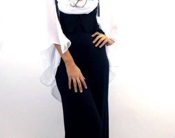 ON SALE Teyxo Black Jumpsuit / Wide Large Jumpsuit TJ08