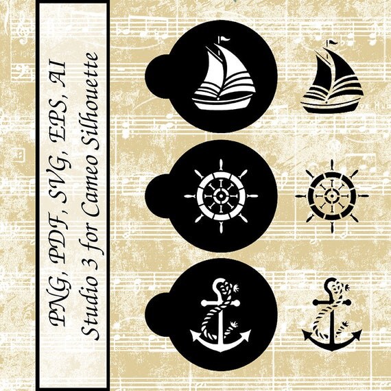 Nautical Stencils svg cutting files eps png pdf ai studio 3