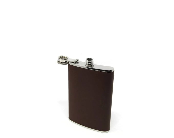 Vintage Leather Wrapped Flask - Brown Leather Wrapped Flask - Groomsmen Gift - Gift for Dad - Gift for Him - Ideas