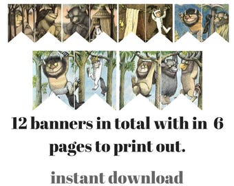 Where the wild things are printable banner instant download