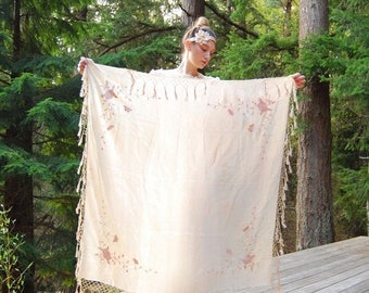 Summer SALE Antique 1900s Shawl / Edwardian Baby Pink Silk Piano Shawl with Fringe / Embroidered Bridal Shawl / Silk Scarf / Victorian Dress