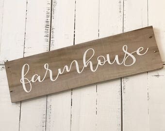farmhouse script- Farmhouse sign on Reclaimed Wood