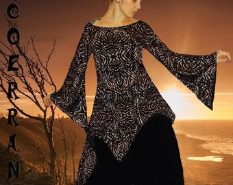 Asymmetric tunic, long tunic, ethnic tunic 'My world...'