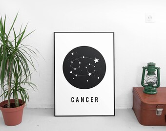 Printable Art,Zodiac, Birthday Gift, Constellation, Cancer Zodiac, Zodiac Cancer, Constellation Print, Zodiac Print, Zodiac Art Print,Poster