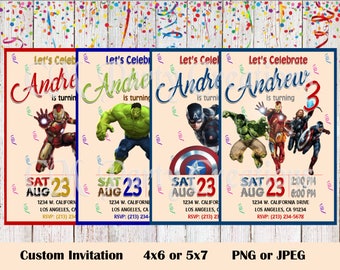Avengers Birthday Invitation, Custom Birthday Invite
