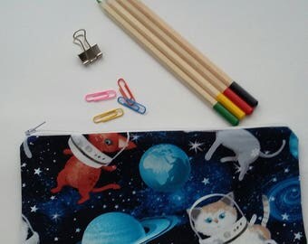 Space Cats Make Up Bag Pencil Case Girls Zipped Pouch Pencil Bag Back To School Accessories Crayon Toy Pouch Holder Organiser
