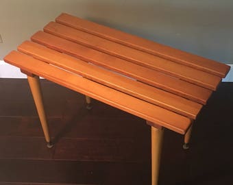Mid Century Modern Coffee Table / Slat Bench George Nelson Style Danish Modern
