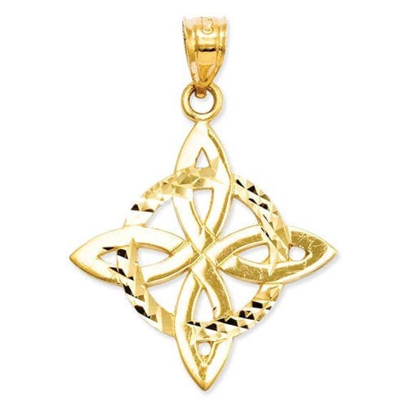 14K Yellow Gold Celtic Trinity Knot Pendant Charm W0010