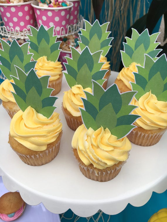 PRINTABLE Pineapple Tops Cupcake Toppers Cupcake Toppers For