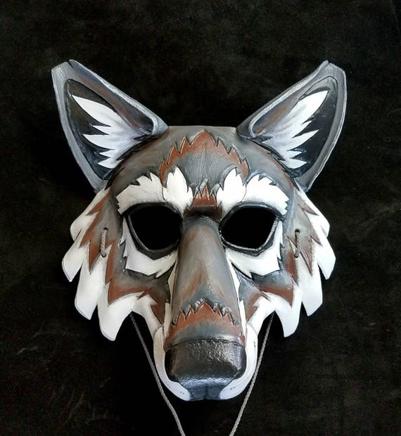 Large Leather Wolf Mask