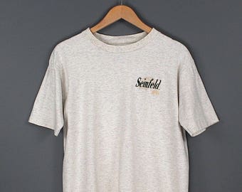90s Seinfeld T-shirt - Vintage 90s Seinfeld NBC Promo T-shirt - 1990s Embroidered Logo Seinfeld Kramer Jerry Heather Grey T-shirt